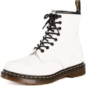 Dr. Martens Womens 1460 White Smooth Leather Lace-Up Boots Size 5